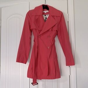 Via Spiga Women's Coral Pink A-Line Trench Coat